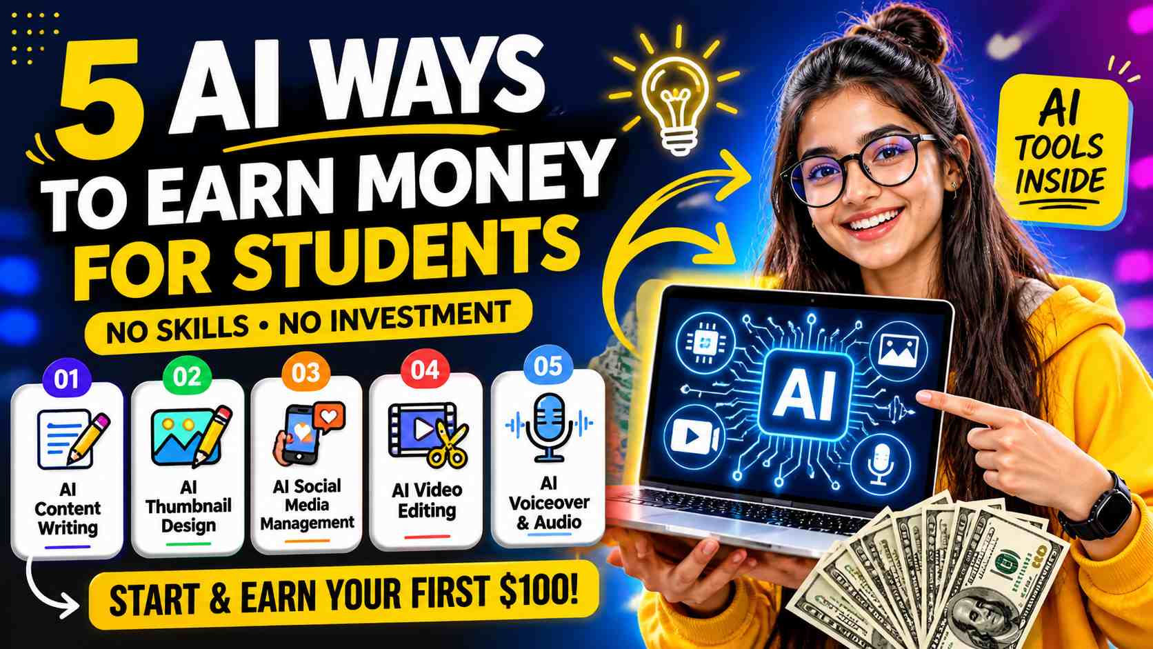 Students earn their first $100 using AI tools without skills or experience