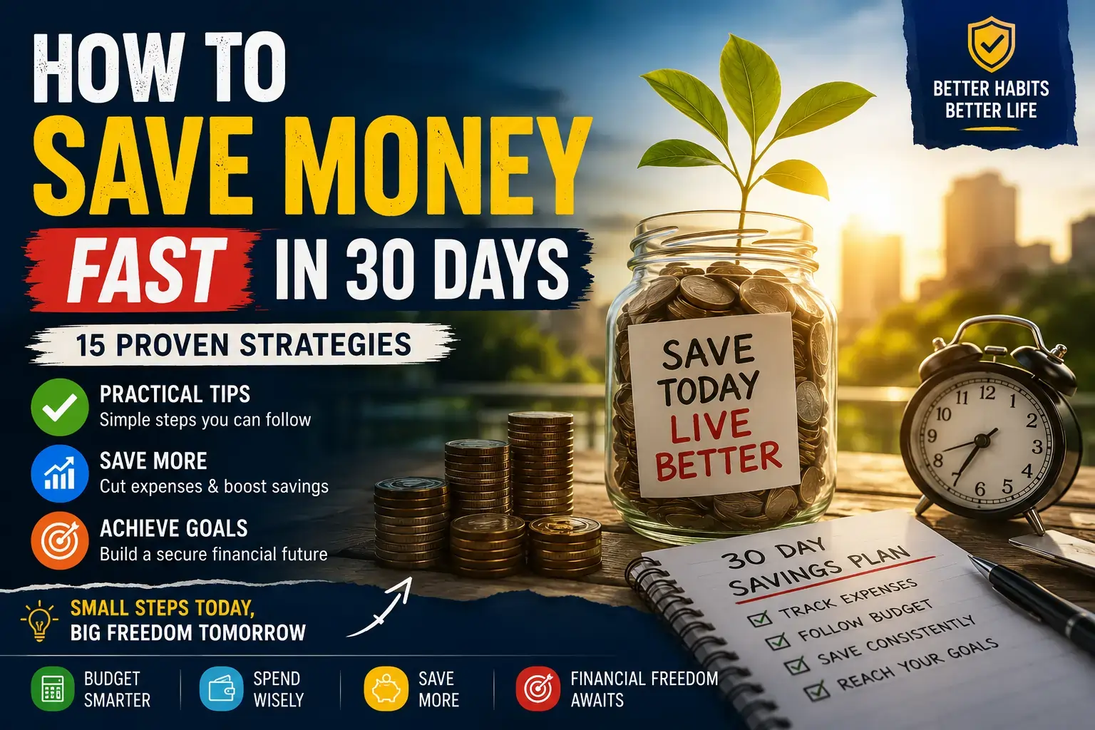 How to Save Money Fast in 30 Days with 15 proven money-saving strategies, budgeting tips, emergency fund, and personal finance habits.