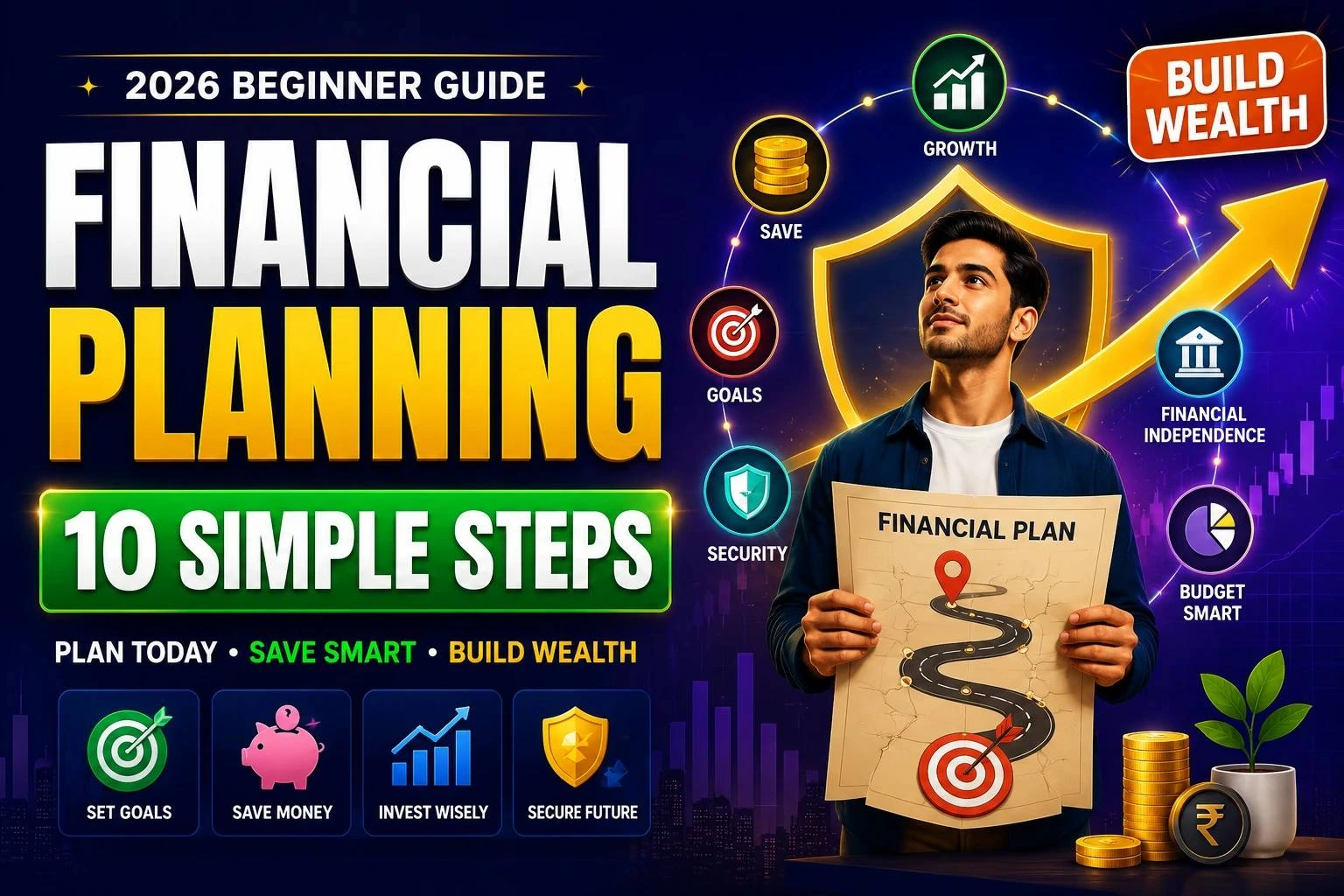 Financial Planning for Beginners (2026): 10 Simple Steps to Build Wealth infographic