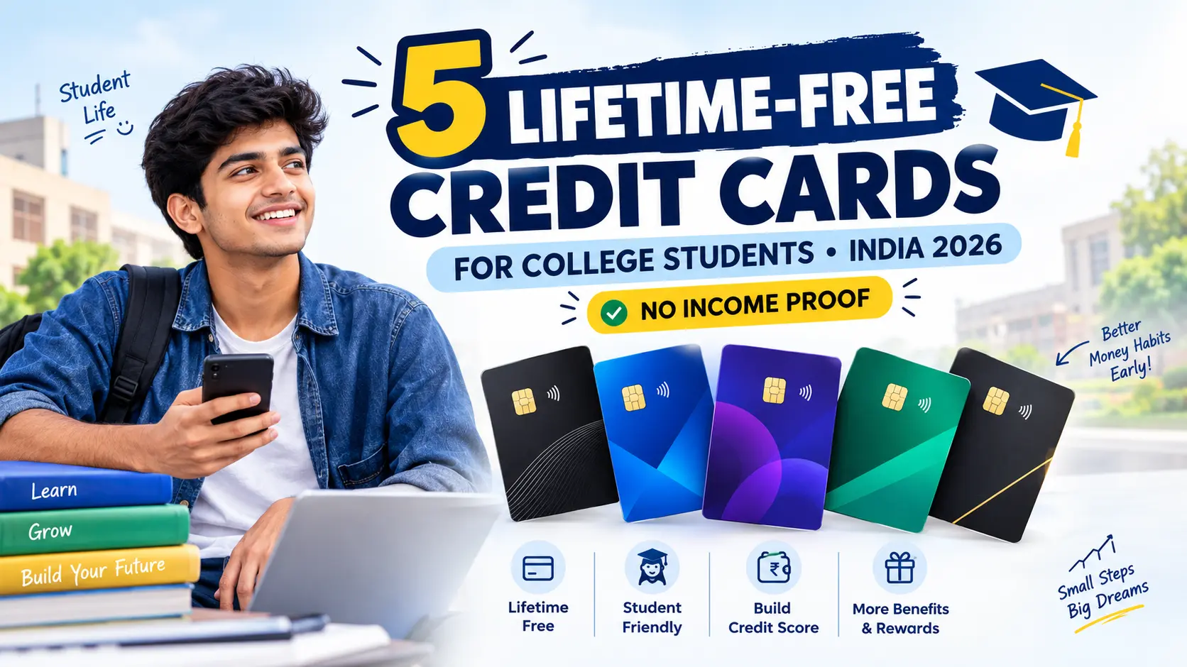 5 lifetime free credit cards for college students in India 2026